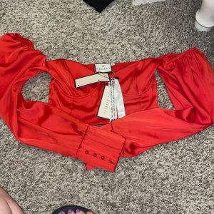 Red Satin Blouse